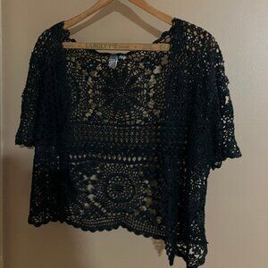 Womans Black crochet vest size M